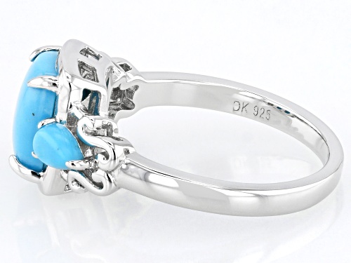 9x7mm Rectangular Cushion Sleeping Beauty Turquoise Rhodium Over Sterling Silver Ring - Size 10