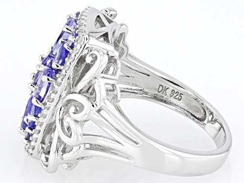 1.62ctw Tanzanite with 0.16ctw White Zircon Rhodium Over Sterling Silver Ring - Size 6