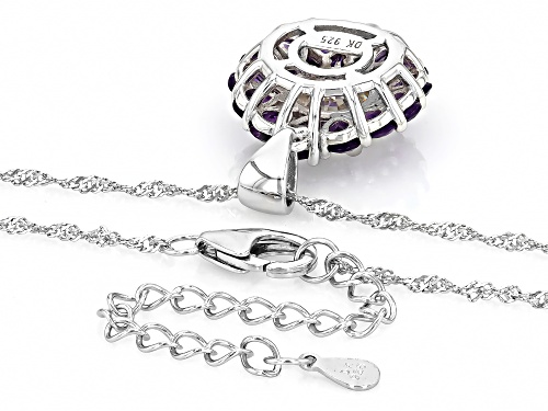 3.50ctw Strontium Titanate with 1.81ctw Amethyst Rhodium Over Sterling Silver Pendant with Chain