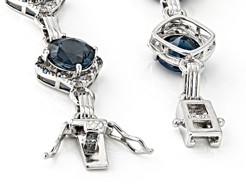 15.04ctw London Blue Topaz with 0.38ctw White & Blue Diamonds Rhodium Over Sterling Silver Bracelet - Size 8