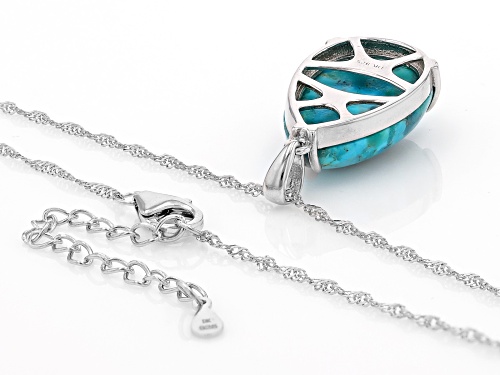 25x15mm Pear Shape Turquoise Rhodium Over Sterling Silver Pendant with Chain