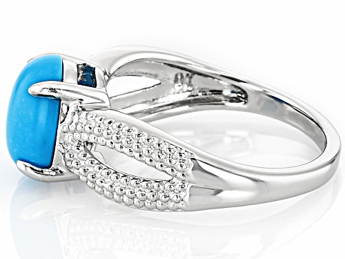 10x8mm Blue Sleeping Beauty Turquoise Rhodium Over Sterling Silver Ring - Size 8
