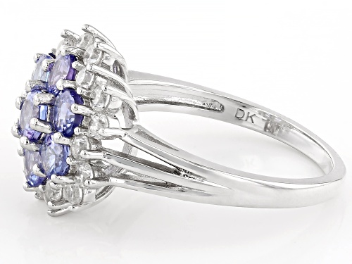 1.23ctw Tanzanite with 0.61ctw White Zircon Rhodium Over Sterling Silver Ring - Size 9