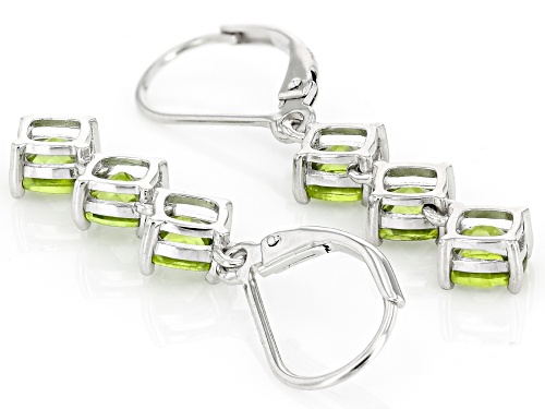 2.81ctw Manchurian Peridot™ Rhodium Over Sterling Silver Earrings