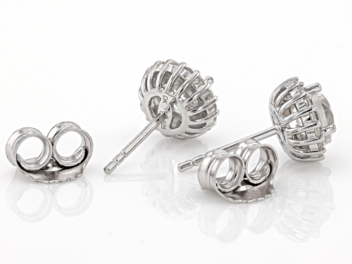 2.14ctw White Zircon Rhodium Over Sterling Silver Earrings