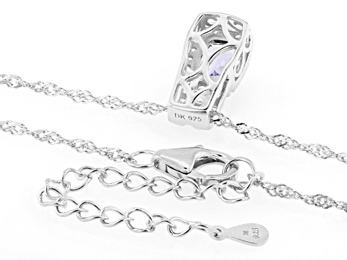 0.77ct Tanzanite With 0.21ctw White Zircon Rhodium Over Sterling Silver Pendant with Chain