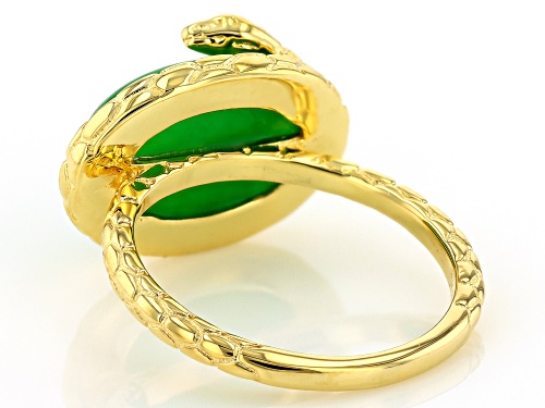 Green Jadeite 18k Yellow Gold Over Sterling Silver Snake Ring - Size 7