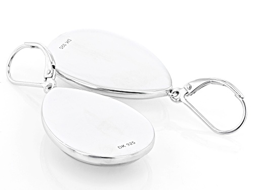 26x18mm Quartz with Printed Cherry Blossom Design Rhodium Over Sterling Silver Earrings