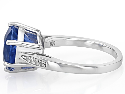 4.25ct Color Change Fluorite with 0.05ctw White Zircon Rhodium Over Sterling Silver Ring - Size 9