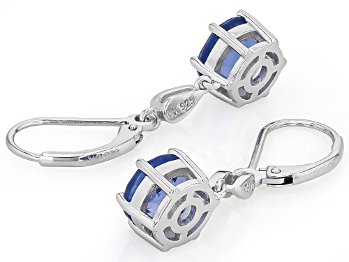 4.06ctw Blue Color Change Fluorite with 0.03ctw White Zircon Rhodium Over Sterling Silver Earrings