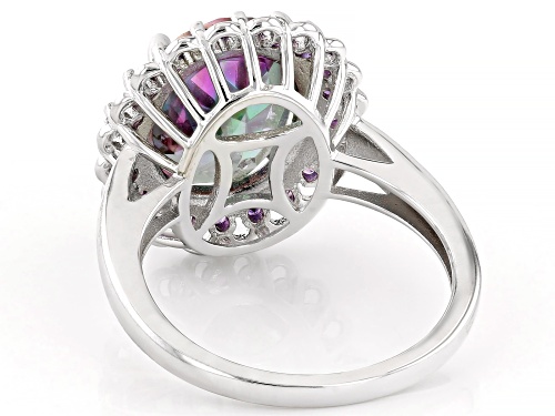 4.00ct Multi-Color Quartz with 0.36ctw African Amethyst Rhodium Over Sterling Silver Ring - Size 8