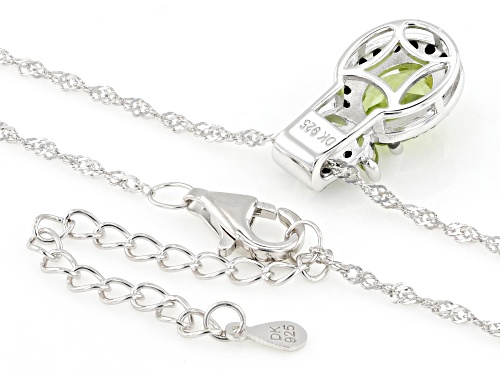 1.91ctw Manchurian Peridot™ with 0.32ctw Black Spinel Rhodium Over Sterling Silver Pendant/Chain