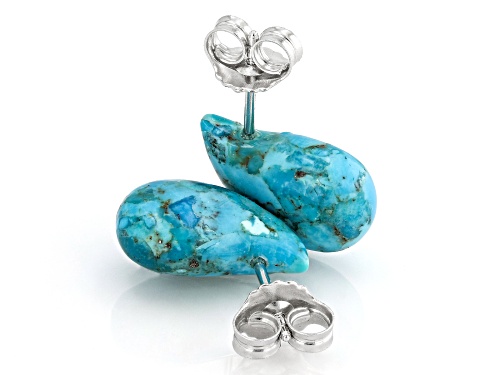 Free-Form Turquoise Rhodium Over Sterling Silver Tear Drop Earrings