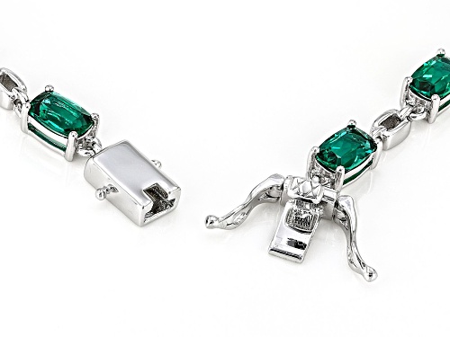 5.85ctw Lab Created Emerald Rhodium Over Sterling Silver Bracelet - Size 8