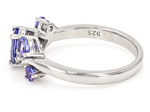 1.02ctw Tanzanite with 0.03ctw White Zircon Platinum Over Sterling Silver Ring - Size 10