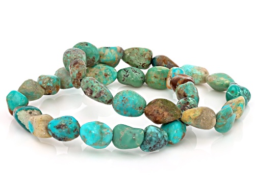Kingman Turquoise Rhodium Over Sterling Silver Necklace with Set of Two Stretch Bracelets