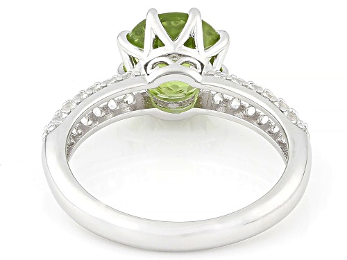 1.70ct Manchurian Peridot™ with 0.55ctw White Topaz Rhodium Over Sterling Silver Ring - Size 7