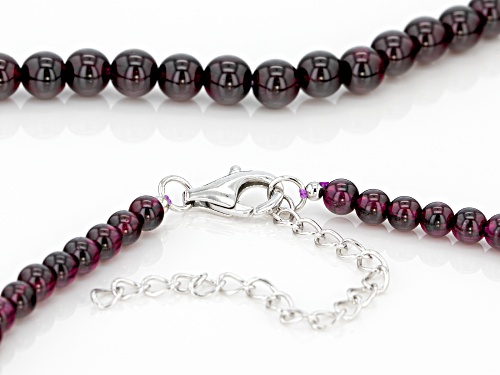 137.20ctw graduated 4mm-6mm round raspberry color rhodolite bead strand, sterling silver necklace - Size 19