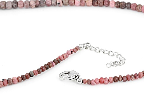 3-5mm faceted Rondelle rhodonite beaded sterling silver necklace - Size 18