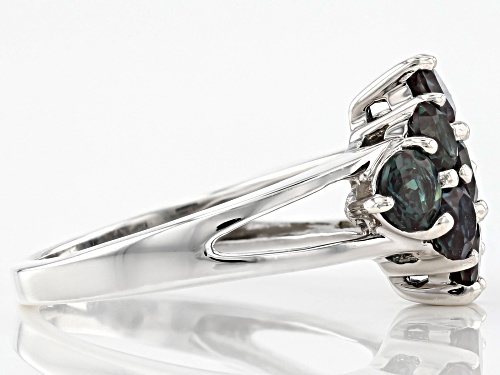 2.60ctw Round Lab Created Alexandrite Rhodium Over Sterling Silver 9-Stone Cluster Ring - Size 8