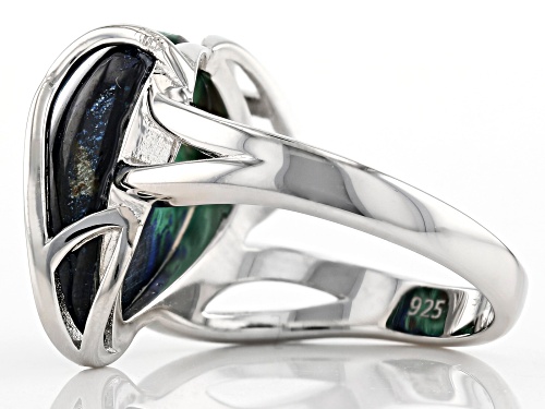 16x12mm Pear Shape Azurmalachite With .05ctw White Zircon Rhodium Over Sterling Silver Ring - Size 7