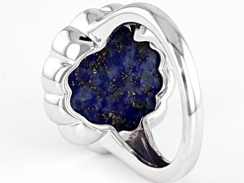 16x16mm Fancy Shape Lapis Lazuli Solitaire Rhodium Over Sterling Silver Ring - Size 8