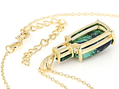 CUSHION AZURMALACHITE 18K YELLOW GOLD OVER STERLING SILVER PENDANT WITH CHAIN