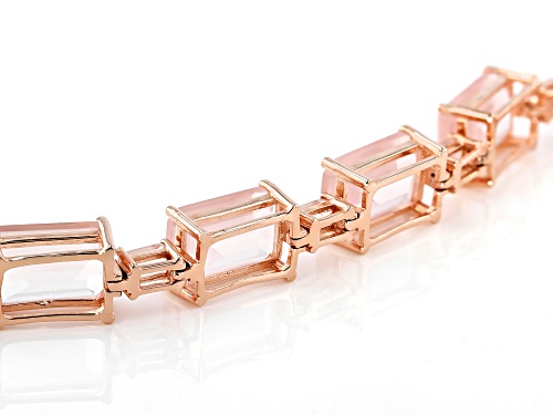 12x8mm, 5x3mm emerald cut rose quartz 18k rose gold over sterling silver bracelet - Size 8