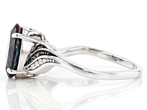2.55ctw Oval Lab Created Alexandrite With Blue & White Diamond Accent Rhodium Over Silver Ring - Size 10