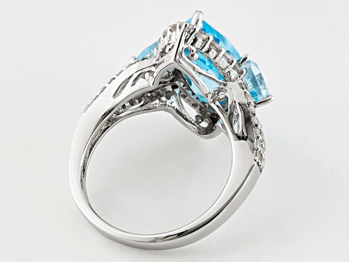 5.53ctw Marquise And Trillion Glacier Topaz™ With .86ctw Round White Zircon Sterling Silver Ring - Size 6