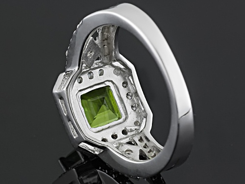 .97ct Square Manchurian Peridot™ With .60ctw Round White Zircon Sterling Silver Ring - Size 11