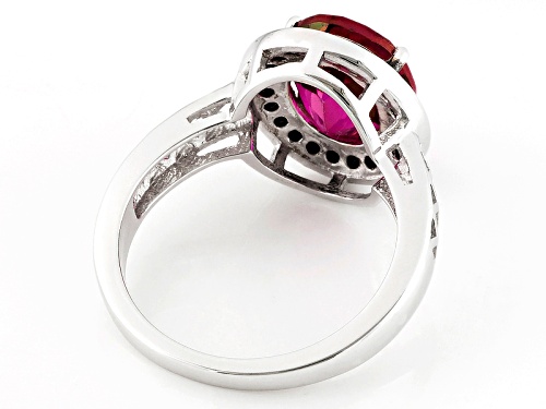 3.84ct Oval Peony™ Mystic Topaz® With .26ctw Round Black Spinel Sterling Silver Ring - Size 12