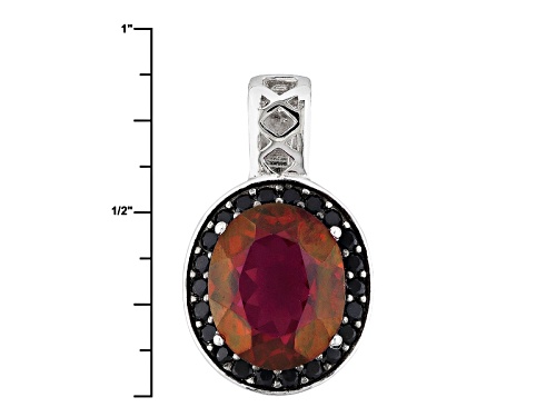 3.91ct Oval Peony™ Topaz With .26ctw Round Black Spinel Sterling Silver Pendant With Chain