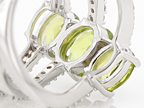 2.60ctw Oval Manchurian Peridot™ And .43ctw Round White Zircon Sterling Silver Ring - Size 7