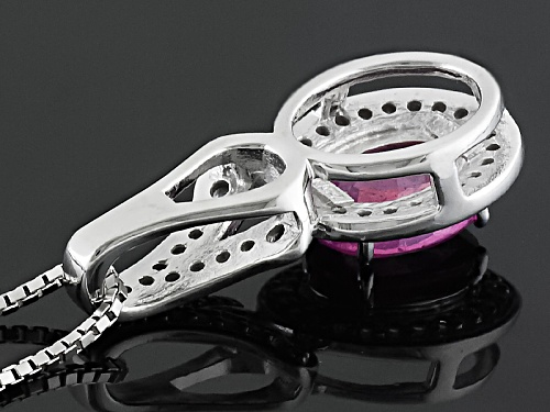 1.58ct Oval Mahaleo® Pink Sapphire With .14ctw White Topaz Sterling Silver Pendant With Chain