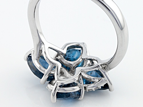 2.55ctw Pear Shape Teal Chromium Kyanite And .18ctw Round White Zircon Sterling Silver Ring - Size 11