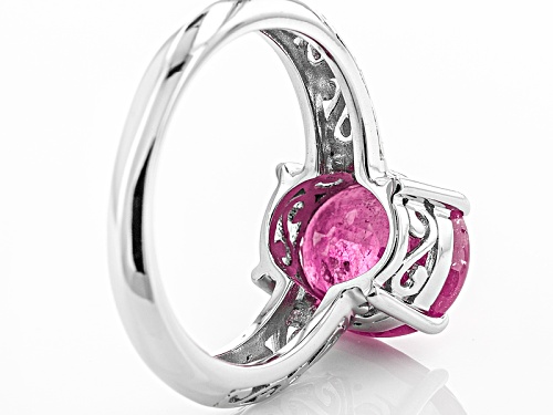 3.96ct Oval Mahaleo® Pink Sapphire Sterling Silver Solitaire Ring - Size 12