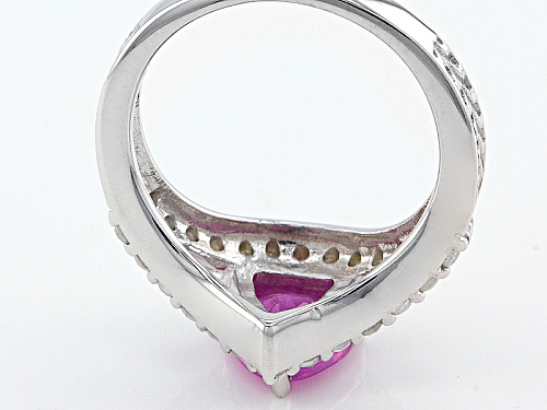 1.41ct Trillion Pink Mahaleo® Sapphire With .49ctw Round White Zircon Sterling Silver Ring - Size 10