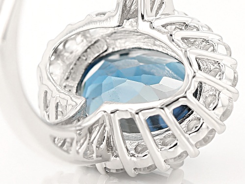 6.37ct Oval London Blue Topaz With 1.51ctw Round White Zircon Sterling Silver Ring - Size 12