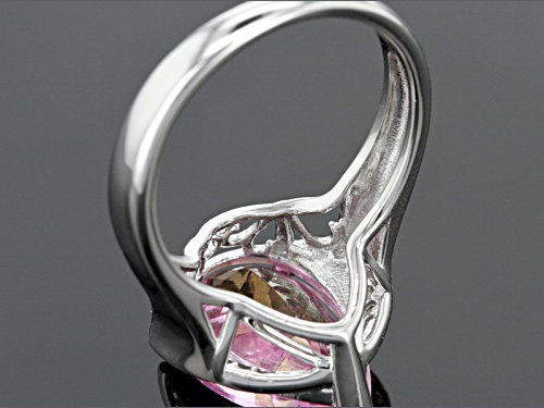5.20ct Pear Shape Pink Topaz With .09ctw Round White Topaz Sterling Silver Ring - Size 12