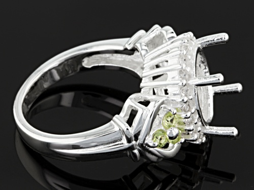 Gemsavvy Trenditions™ 10mm Round .18ctw Peridot And .30ctw Zircon Sterling Silver Semi-Mount Ring