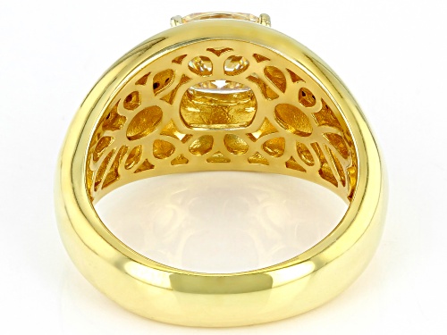3.25ct Strontium Titanate and Champagne Diamond 18K Yellow Gold Over Silver Men'S Ring - Size 11