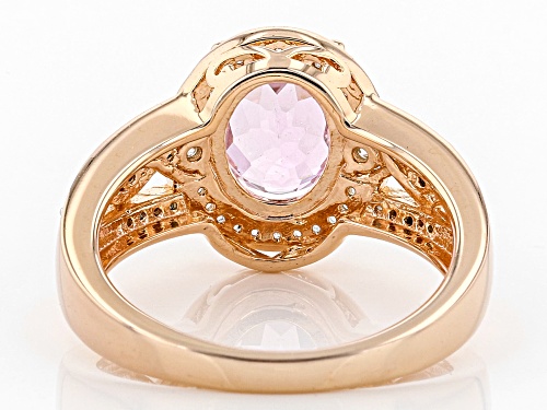 2.20CT KUNZITE WITH .09CTW MOISSANITE AND .31CTW ZIRCON 18K ROSE GOLD OVER STERLING SILVER RING - Size 9