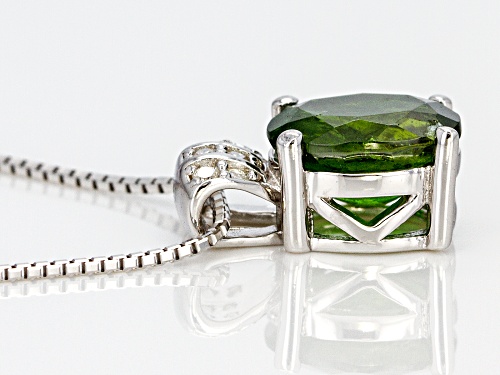 1.67ct Russian Chrome Diopside With .04ctw Lab Moissanite Rhodium Over Silver Pendant With Chain