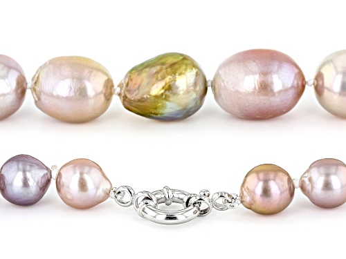 Genusis™ 8-12mm Multi-Color Cultured Freshwater Pearl Rhodium Over Silver Graduated Strand Necklace - Size 24