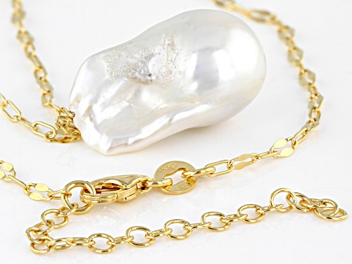 Genusis™ 15-16mm White Cultured Freshwater Pearl 18k Yellow Gold Over Silver Necklace