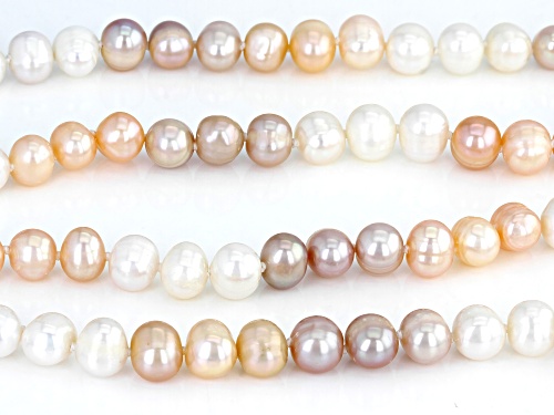 6.5-7.5mm Multi-Color Cultured Freshwater Pearl 47 Inch Strand Necklace - Size 47
