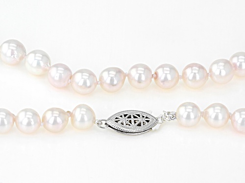 7.5-8mm Cultured Japanese Akoya Pearl Sterling Silver 18 Inch Necklace - Size 18