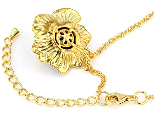 9mm Cultured Tahitian Pearl with White Topaz Rhodium & 18k Yellow & Rose Gold Over Silver Pendant