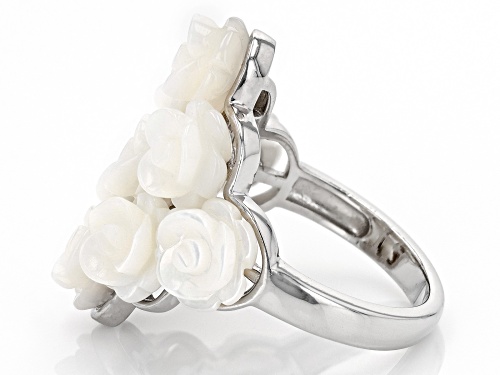 8mm White South Sea Mother-of-Pearl Rhodium Over Sterling Silver Ring - Size 11